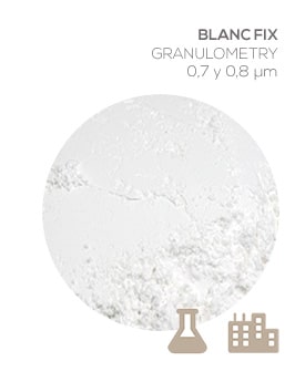 Blanc fix. Available granulometries. 0.7 and 0.8 µm. Minerals&Fillers.